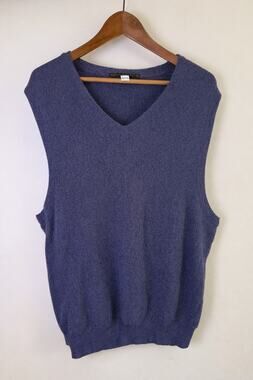 Peruvian Connection 100% Alpaca Sweater Vest Blue V Neck Size L
